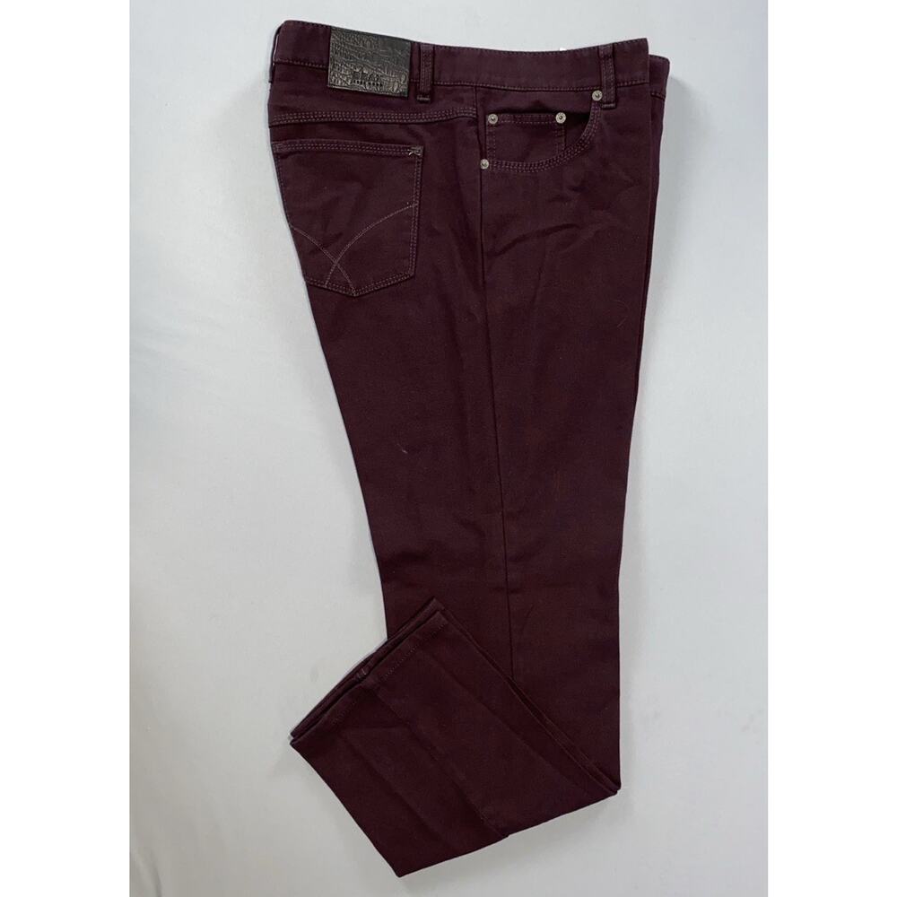 Brax Cooper Fancy 5-Pocket Stretch Cotton Jeans. Burgundy Birdseye, Men's 36X30